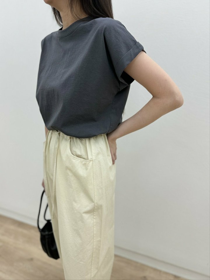 Most - Korean Women Fashion - #shopsmall - Roll-up Short Sleeved Tee - 2