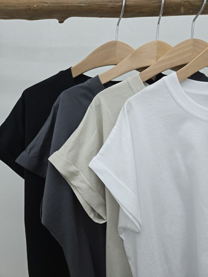 Most - Korean Women Fashion - #womensfashion - Roll-up Short Sleeved Tee - 10