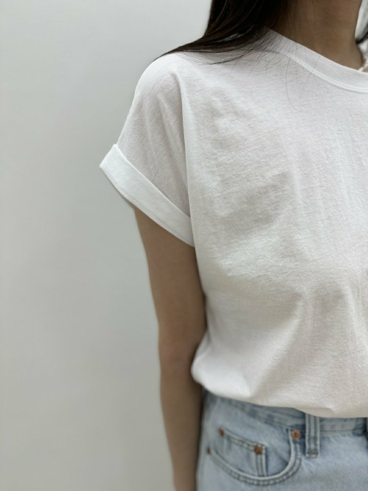 Most - Korean Women Fashion - #womensfashion - Roll-up Short Sleeved Tee - 6