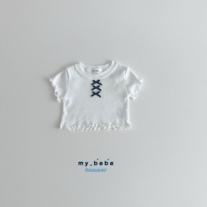 My Bebe - Korean Baby Fashion - #babyboutique - Ribbon Crop Tee - 3