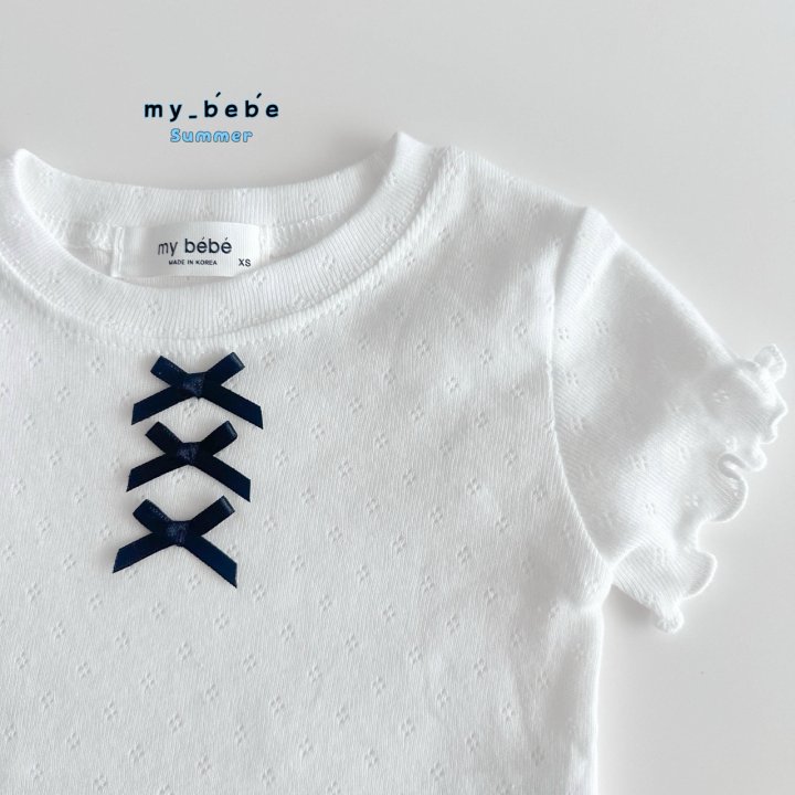 My Bebe - Korean Baby Fashion - #babyboutique - Ribbon Crop Tee - 4