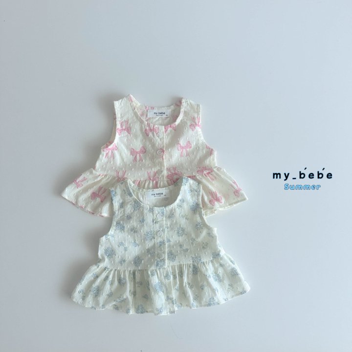 My Bebe - Korean Baby Fashion - #babyboutiqueclothing - Snow Flower Sleeveless Blouse