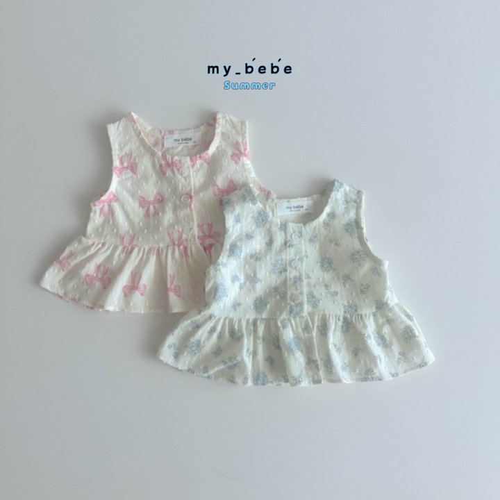My Bebe - Korean Baby Fashion - #babyclothing - Snow Flower Sleeveless Blouse - 2