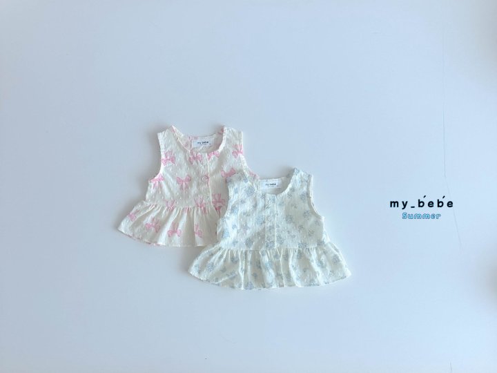 My Bebe - Korean Baby Fashion - #babyfashion - Snow Flower Sleeveless Blouse - 3
