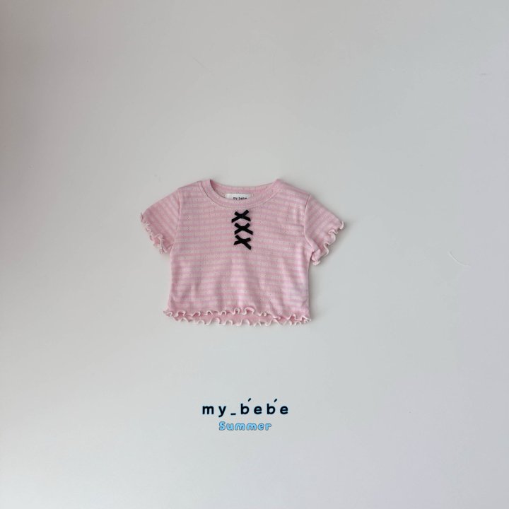 My Bebe - Korean Baby Fashion - #babygirlfashion - Ribbon Crop Tee - 9