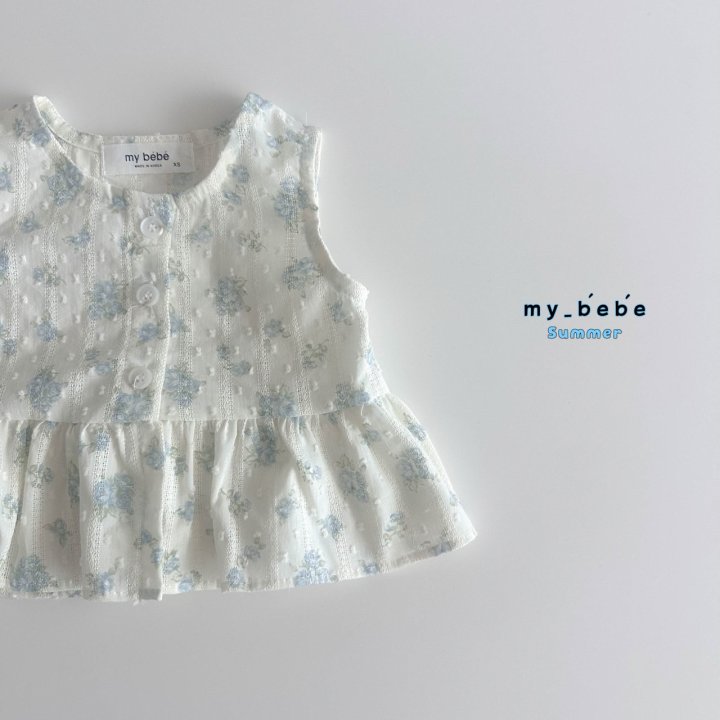 My Bebe - Korean Baby Fashion - #babygirlfashion - Snow Flower Sleeveless Blouse - 5