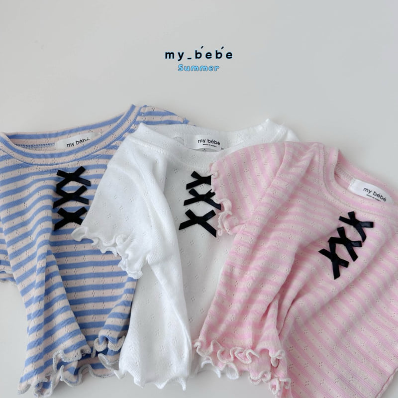 My Bebe - Korean Baby Fashion - #babyootd - Ribbon Crop Tee - 12