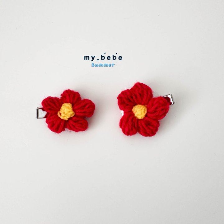My Bebe - Korean Baby Fashion - #babyoutfit - Red Flower Hair Clip