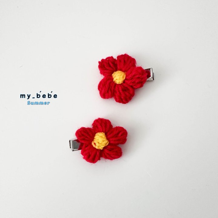 My Bebe - Korean Baby Fashion - #babyoutfit - Red Flower Hair Clip - 2