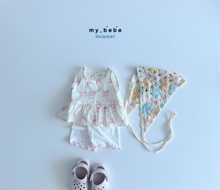 My Bebe - Korean Baby Fashion - #babyoutfit - Snow Flower Sleeveless Blouse - 10