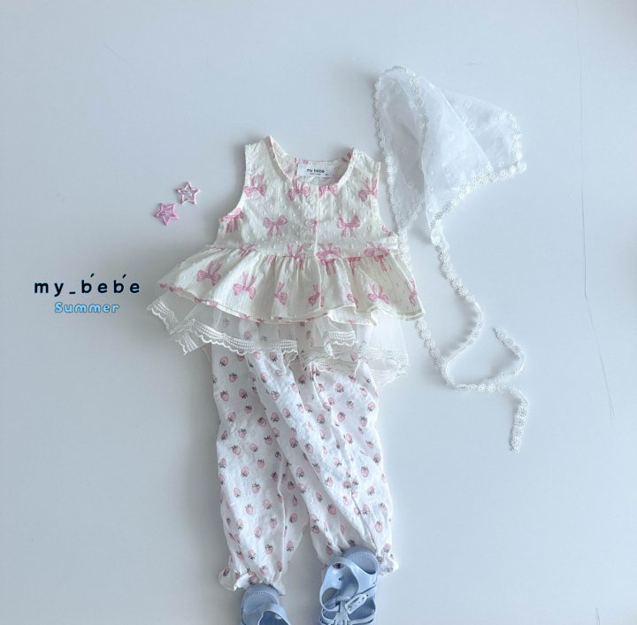 My Bebe - Korean Baby Fashion - #babywear - Snow Flower Sleeveless Blouse - 11