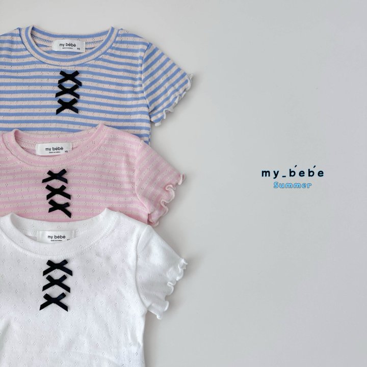 My Bebe - Korean Baby Fashion - #onlinebabyboutique - Ribbon Crop Tee