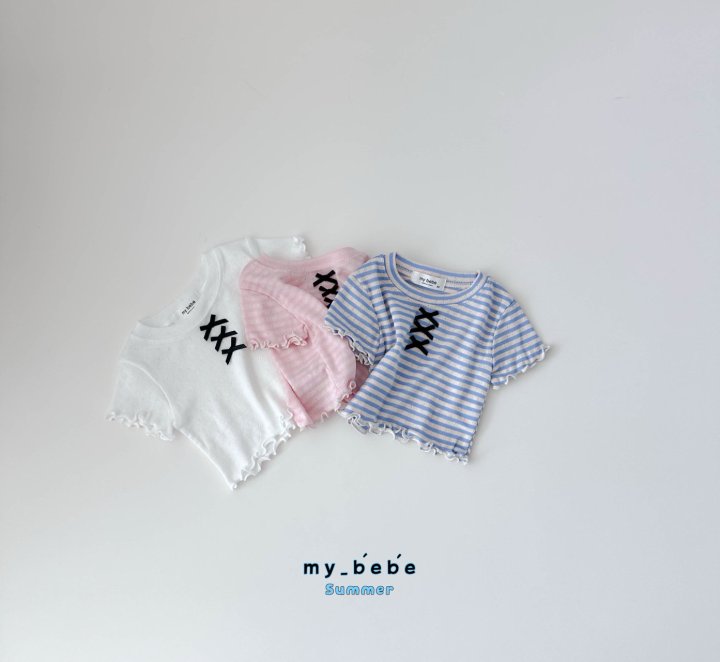 My Bebe - Korean Baby Fashion - #onlinebabyshop - Ribbon Crop Tee - 2