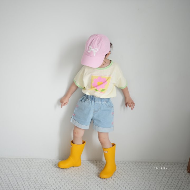 Neneru - Korean Baby Fashion - #onlinebabyshop - Ribbon Embroidery Shorts - 2