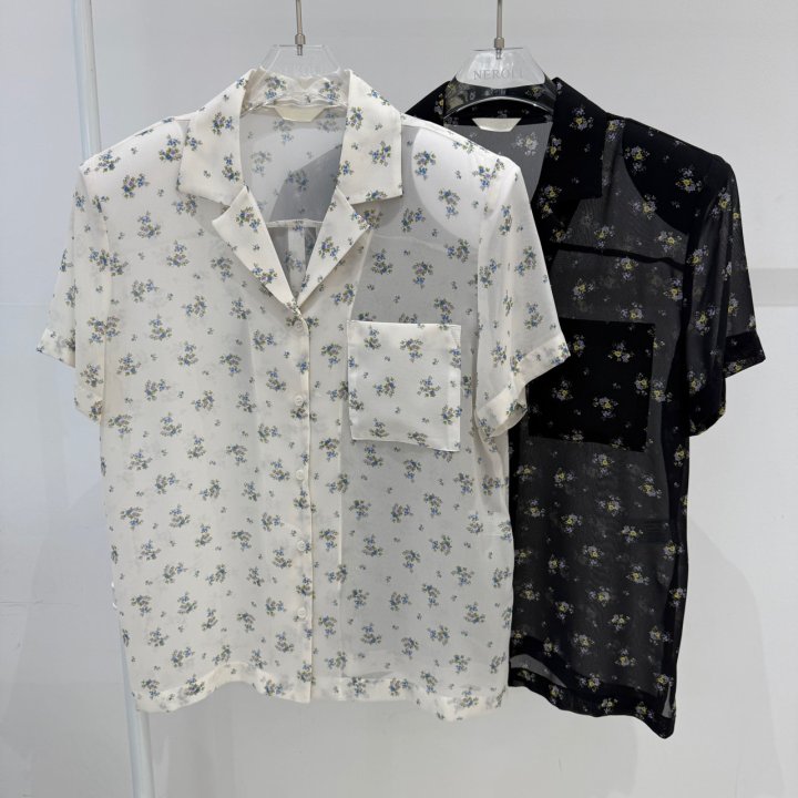 Neroli36 - Korean Women Fashion - #momslook - Flower Padded Shirt