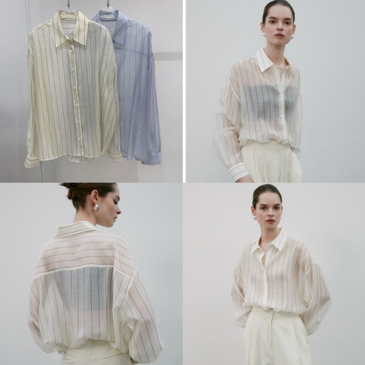 Neroli36 - Korean Women Fashion - #womensfashion - Tencel Stripe Shirt - 4