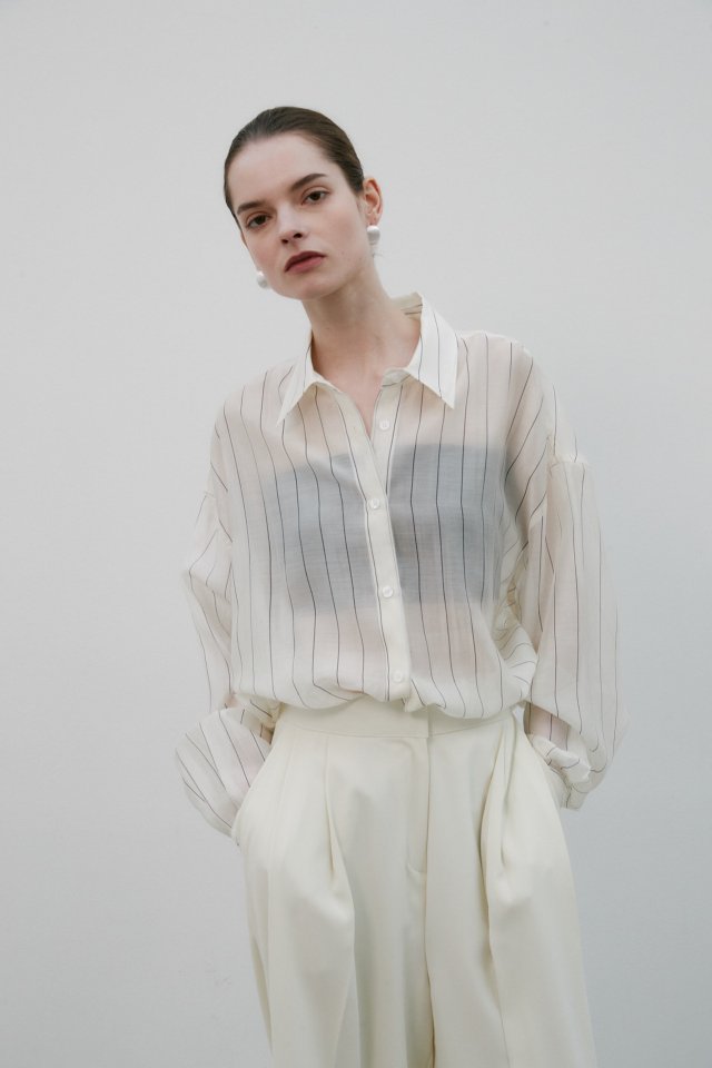 Neroli36 - Korean Women Fashion - #momslook - Tencel Stripe Shirt - 6