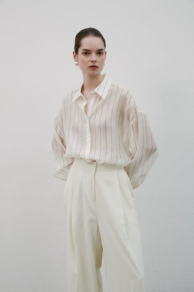 Neroli36 - Korean Women Fashion - #momslook - Tencel Stripe Shirt - 8