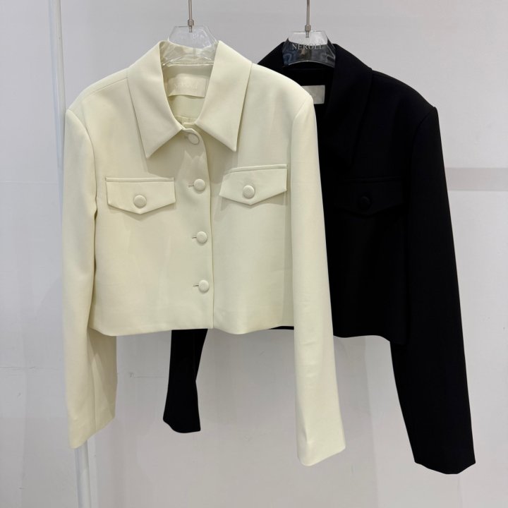 Neroli36 - Korean Women Fashion - #momslook - Collar Crop Jacket