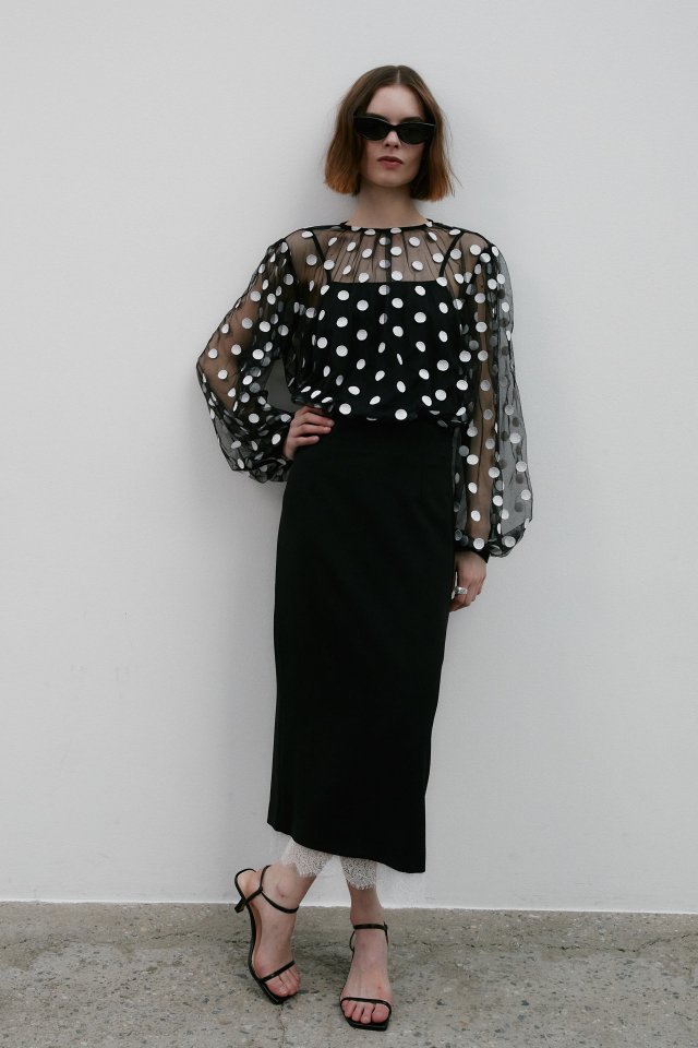 Neroli36 - Korean Women Fashion - #momslook - Dot Embroidery Set Blouse - 11