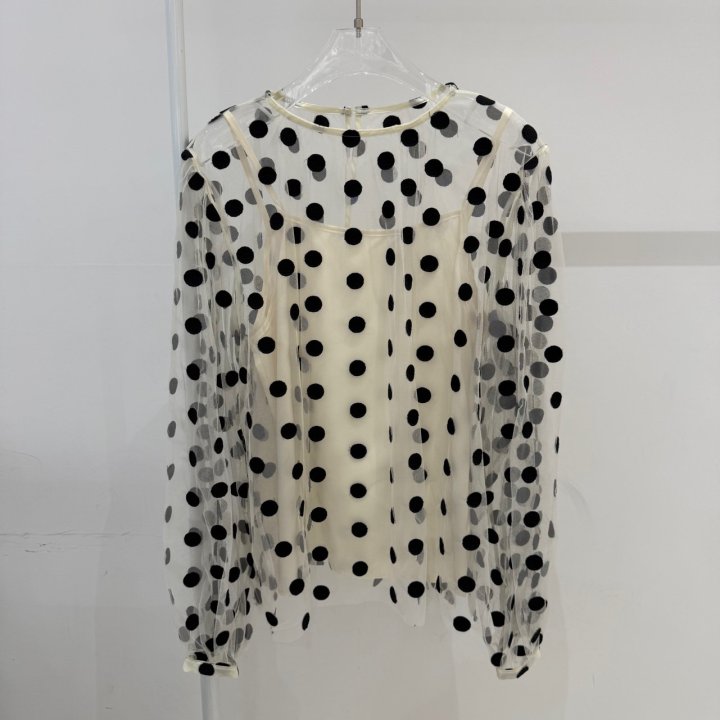 Neroli36 - Korean Women Fashion - #momslook - Dot Embroidery Set Blouse - 2