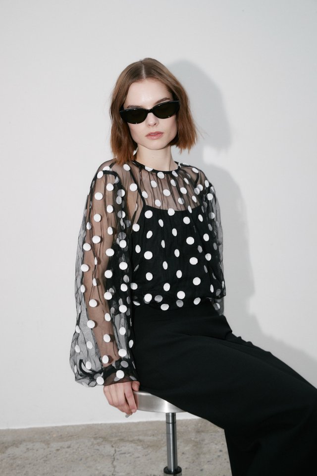 Neroli36 - Korean Women Fashion - #momslook - Dot Embroidery Set Blouse - 6