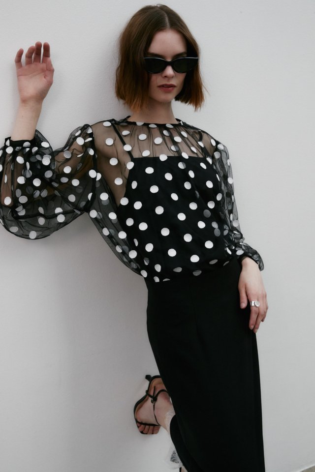Neroli36 - Korean Women Fashion - #momslook - Dot Embroidery Set Blouse - 8