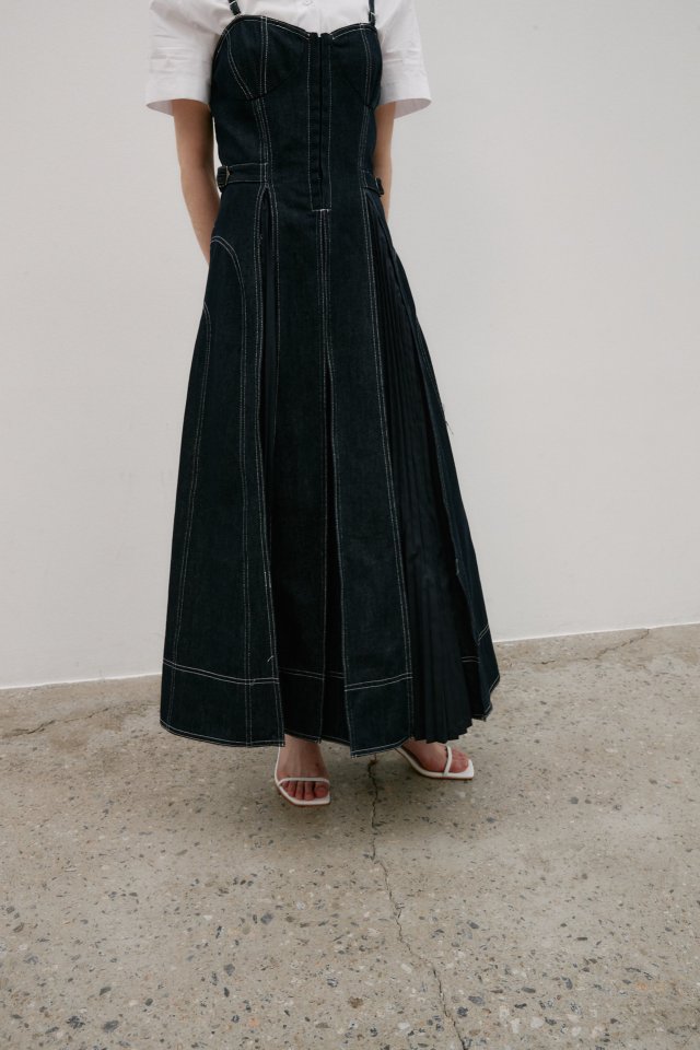 Neroli36 - Korean Women Fashion - #momslook - Pleats Denim One-piece - 11