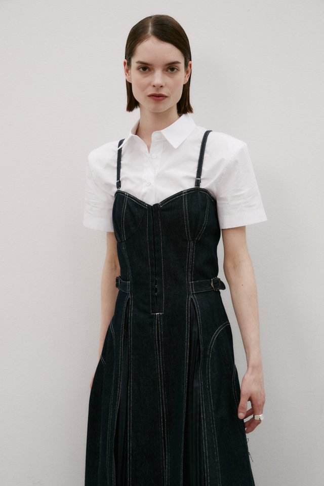 Neroli36 - Korean Women Fashion - #momslook - Pleats Denim One-piece - 7