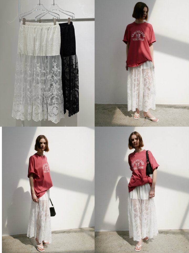 Neroli36 - Korean Women Fashion - #womensfashion - Maxi Lace Skirt - 4
