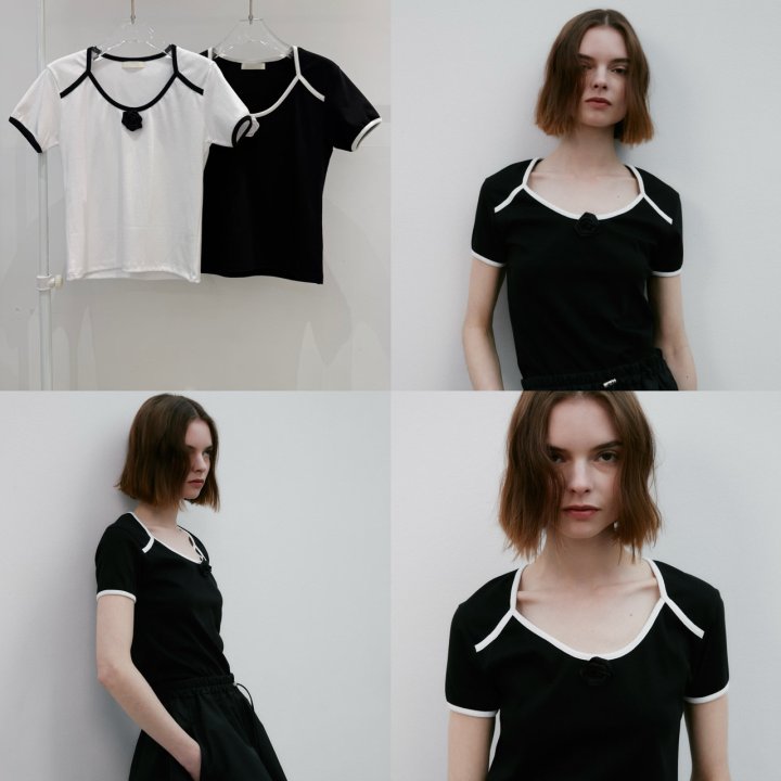Neroli36 - Korean Women Fashion - #pursuepretty - Rose Tee - 5