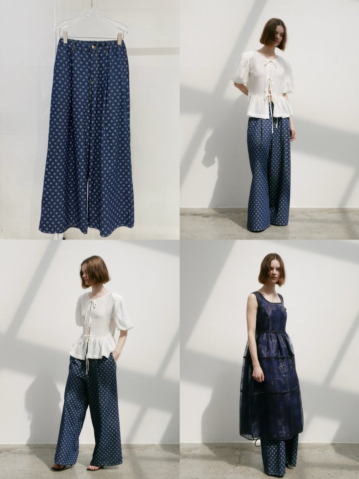 Neroli36 - Korean Women Fashion - #pursuepretty - Dot Band Denim Pants - 3