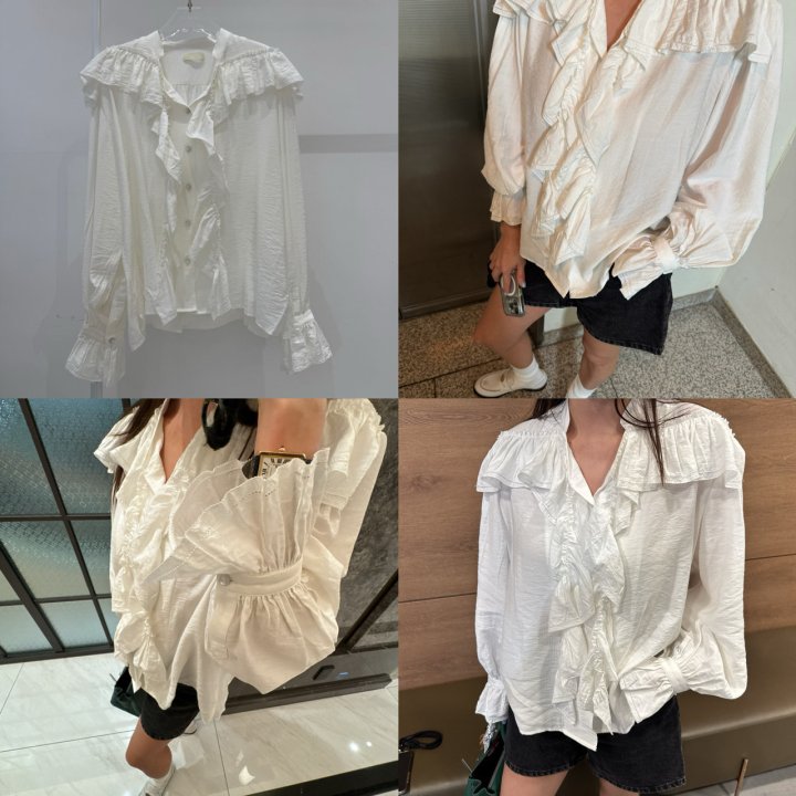 Neroli36 - Korean Women Fashion - #thatsdarling - Frill Embroidery Blouse - 3