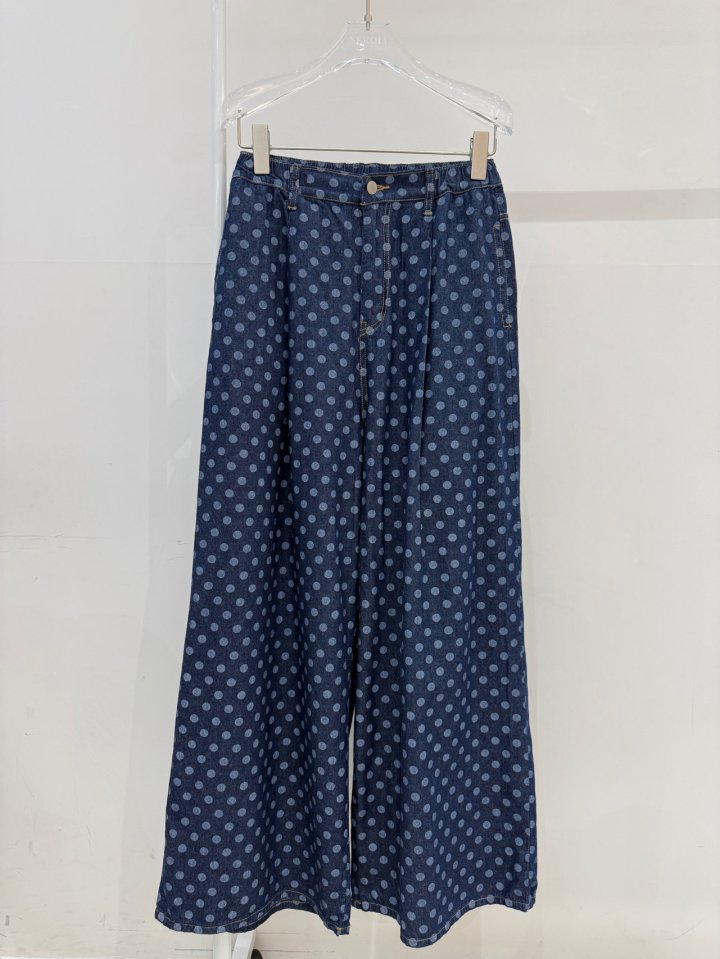 Neroli36 - Korean Women Fashion - #vintageinspired - Dot Band Denim Pants