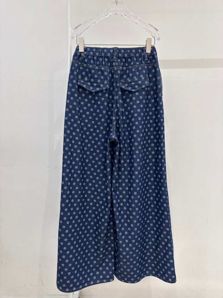 Neroli36 - Korean Women Fashion - #vintagekidsstyle - Dot Band Denim Pants - 2