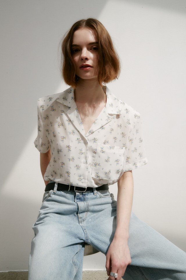 Neroli36 - Korean Women Fashion - #womensfashion - Flower Padded Shirt - 6