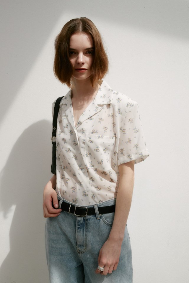 Neroli36 - Korean Women Fashion - #womensfashion - Flower Padded Shirt - 8