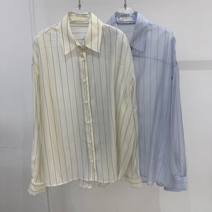 Neroli36 - Korean Women Fashion - #womensfashion - Tencel Stripe Shirt