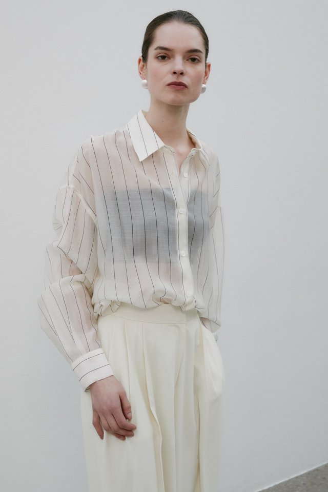 Neroli36 - Korean Women Fashion - #womensfashion - Tencel Stripe Shirt - 5