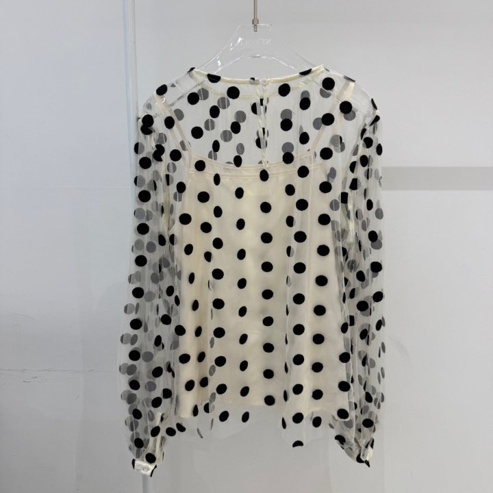 Neroli36 - Korean Women Fashion - #womensfashion - Dot Embroidery Set Blouse - 3