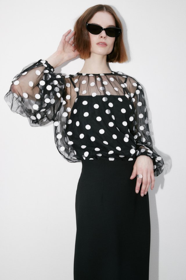 Neroli36 - Korean Women Fashion - #womensfashion - Dot Embroidery Set Blouse - 5