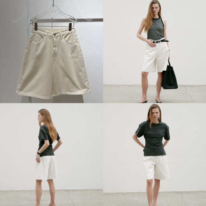 Neroli36 - Korean Women Fashion - #womensfashion - Craem Denim Half Pants - 3