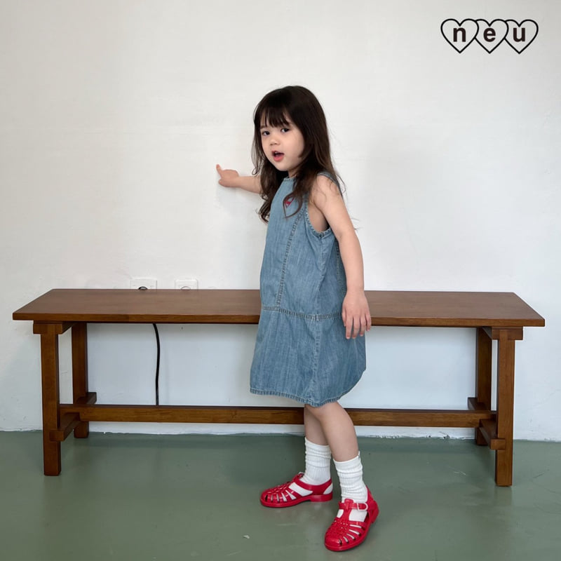 Neu - Korean Baby Fashion - #onlinebabyboutique - Round Denim One-piece - 4