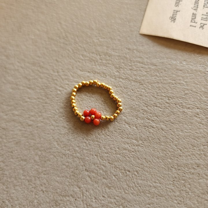 Newerly - Korean Women Fashion - #thelittlethings - Flower Gold Ball Ring - 4