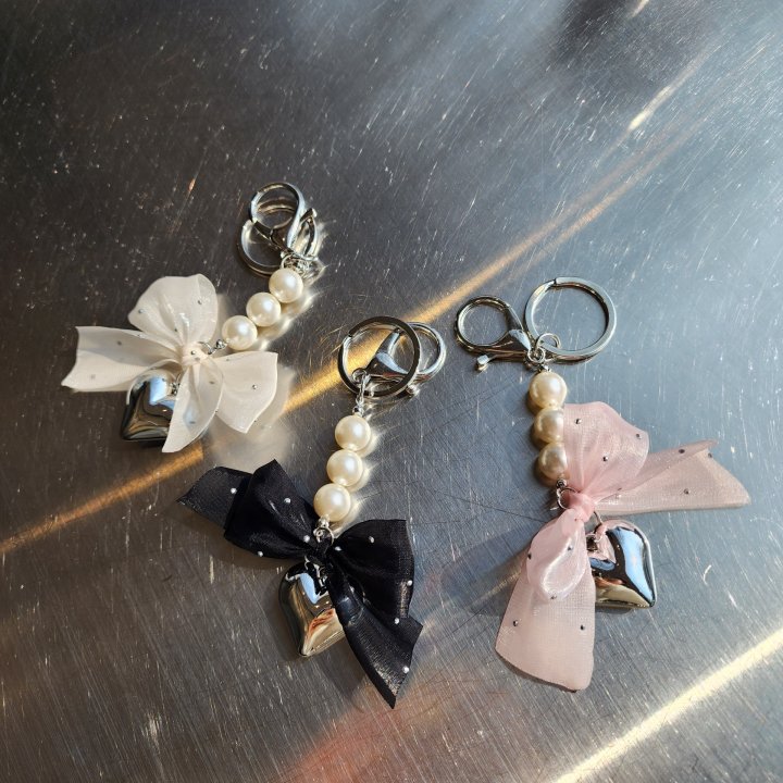 Newerly - Korean Women Fashion - #womensfashion - Pearl Mini Ribbon Keyring - 4