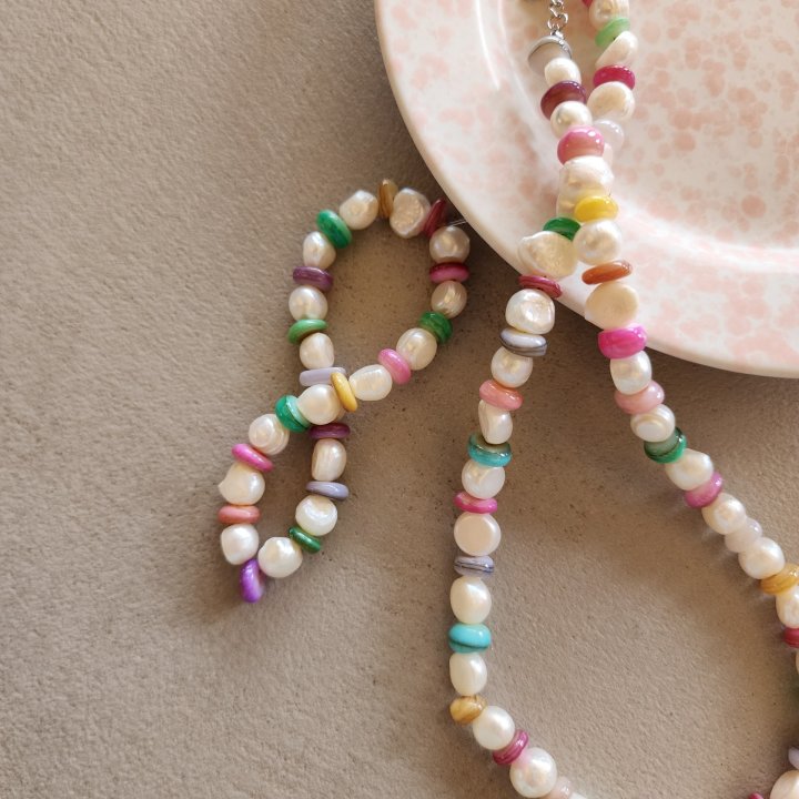 Newerly - Korean Women Fashion - #momslook - Color Stone Necklace