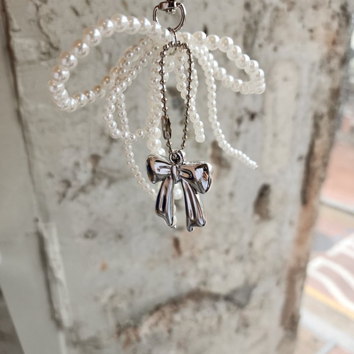 Newerly - Korean Women Fashion - #momslook - Pearl Ribbon Keyring - 2