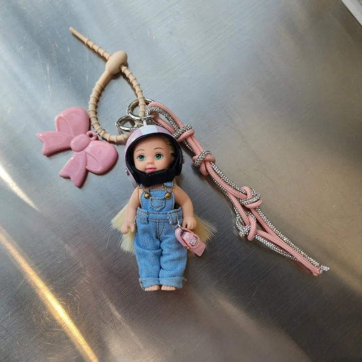 Newerly - Korean Women Fashion - #momslook - Denim Suspender Babydoll Keyring