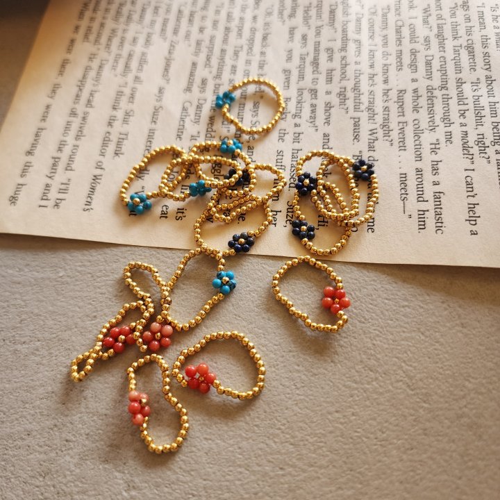 Newerly - Korean Women Fashion - #shopsmall - Flower Gold Ball Ring