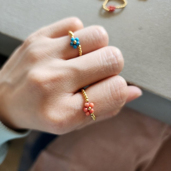 Newerly - Korean Women Fashion - #womensfashion - Flower Gold Ball Ring - 5